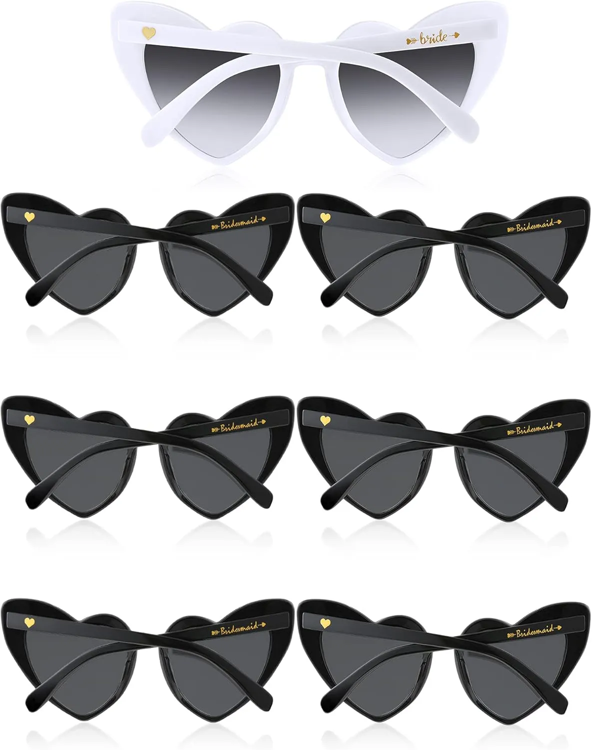 TOODOO 7 Pairs Bachelorette Party Heart Shaped Sunglasses Vintage Glasses Bridesmaid Bride Proposal Gifts for Women Girls