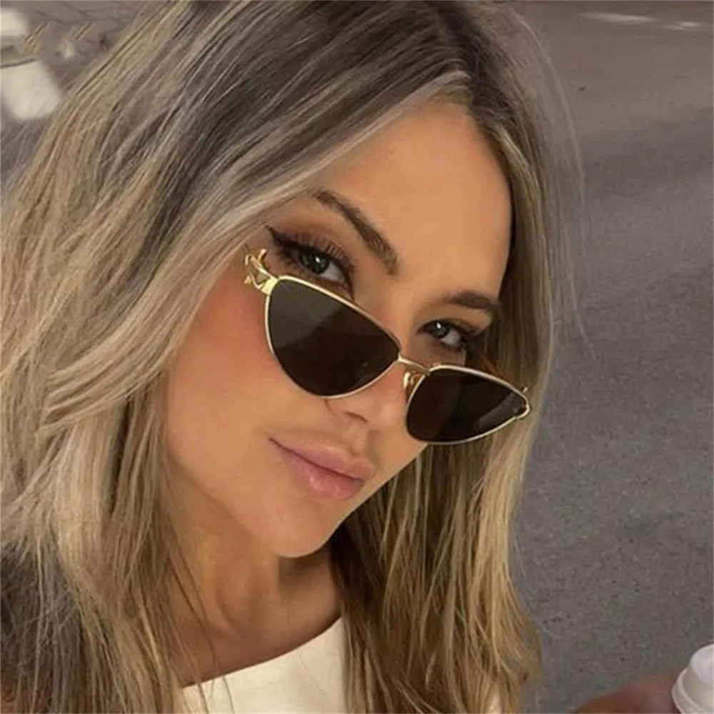 Vintage Metal Cat Eye Sunglasses Women Retro Small Frame triangle Sun Glasses Female Eyewear Shades for Lady