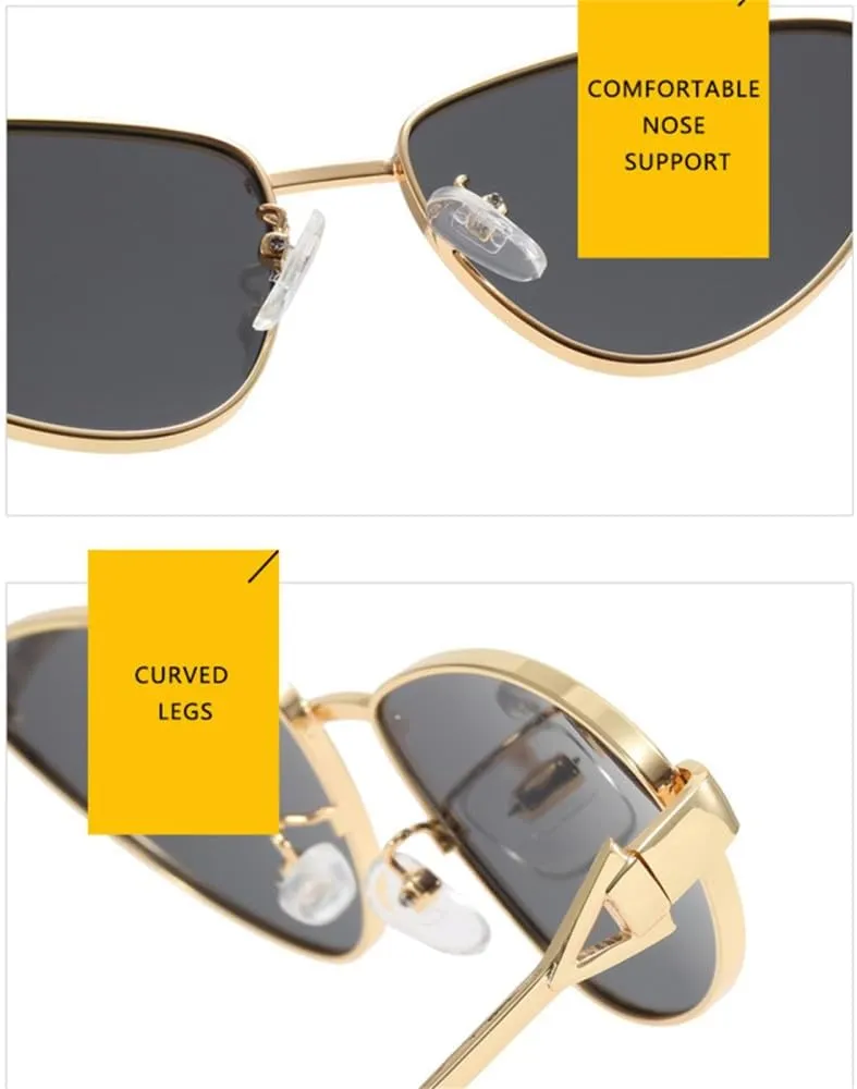 Vintage Metal Cat Eye Sunglasses Women Retro Small Frame triangle Sun Glasses Female Eyewear Shades for Lady