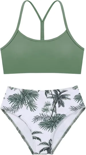 Weixinbuy Girls Swimsuits Bikini Set Kids Bathing Suit Bikini Top Bottom 2Pcs Teen Girls' Swimwear Set