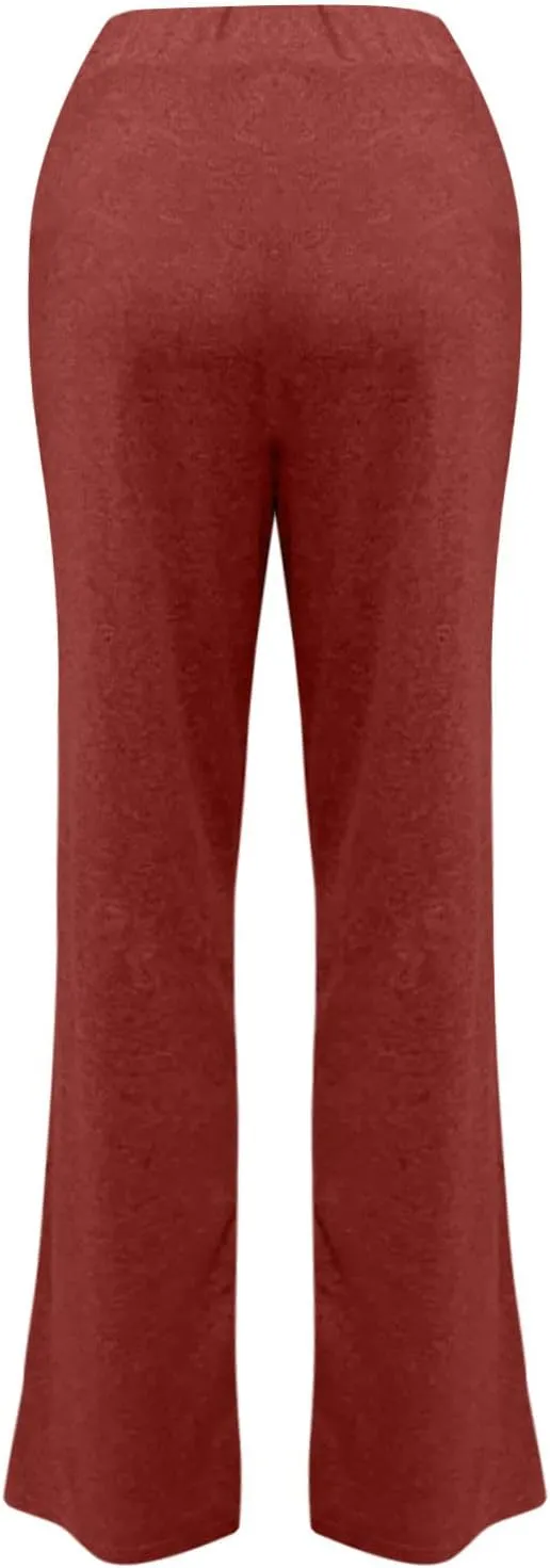 Wide Leg Yoga Pants for Women High Waist Comfy Pajama Pants with Pockets Casual Solid Lounge Drawstring Sweatpants