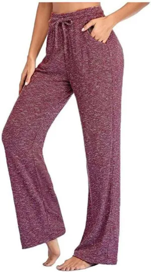 Wide Leg Yoga Pants for Women High Waist Comfy Pajama Pants with Pockets Casual Solid Lounge Drawstring Sweatpants