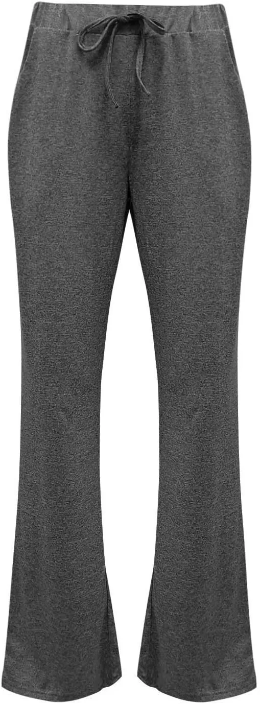 Wide Leg Yoga Pants for Women High Waist Comfy Pajama Pants with Pockets Casual Solid Lounge Drawstring Sweatpants