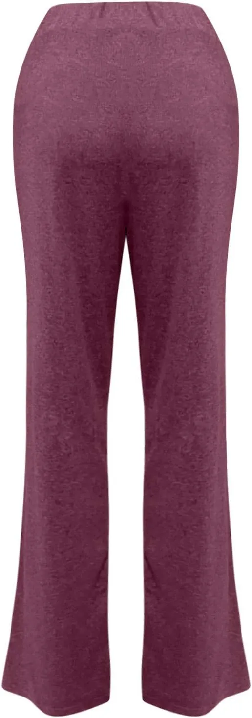 Wide Leg Yoga Pants for Women High Waist Comfy Pajama Pants with Pockets Casual Solid Lounge Drawstring Sweatpants