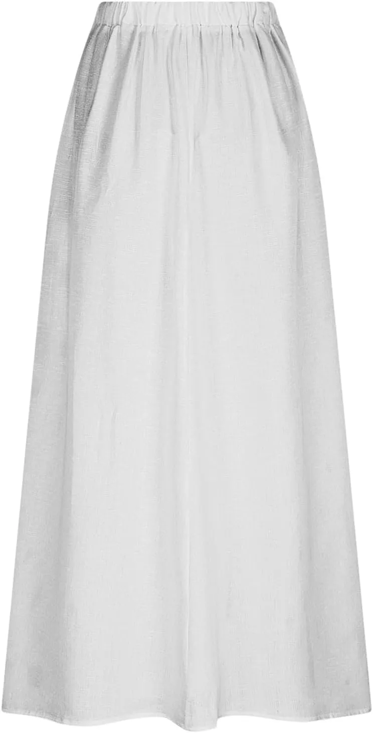 Women Casual Skirts with Pockets Plus Size Maxi Skirts High Waist Pleated Skirt Long A Line Skirts Flowy Travel
