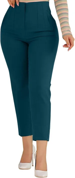 Women High Waist Dress Pants Business Office Zip Slim Skinny Dressy Trousers Solid Comfy Work Pant with Pockets 2024