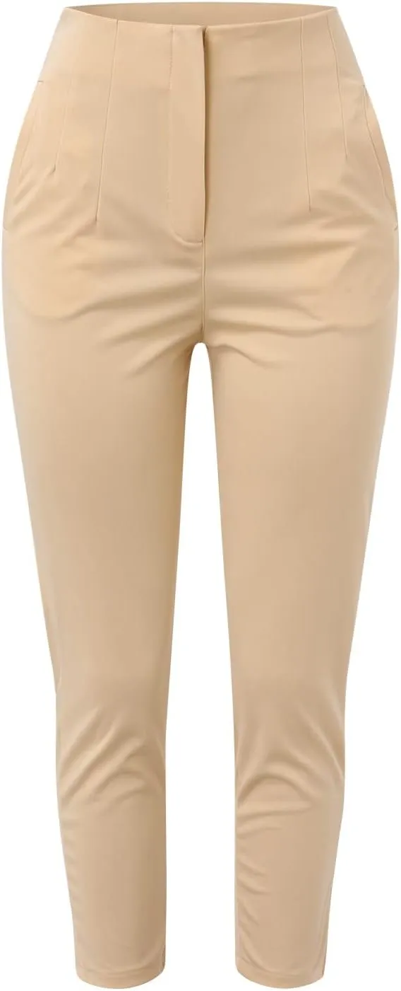 Women High Waist Dress Pants Business Office Zip Slim Skinny Dressy Trousers Solid Comfy Work Pant with Pockets 2024