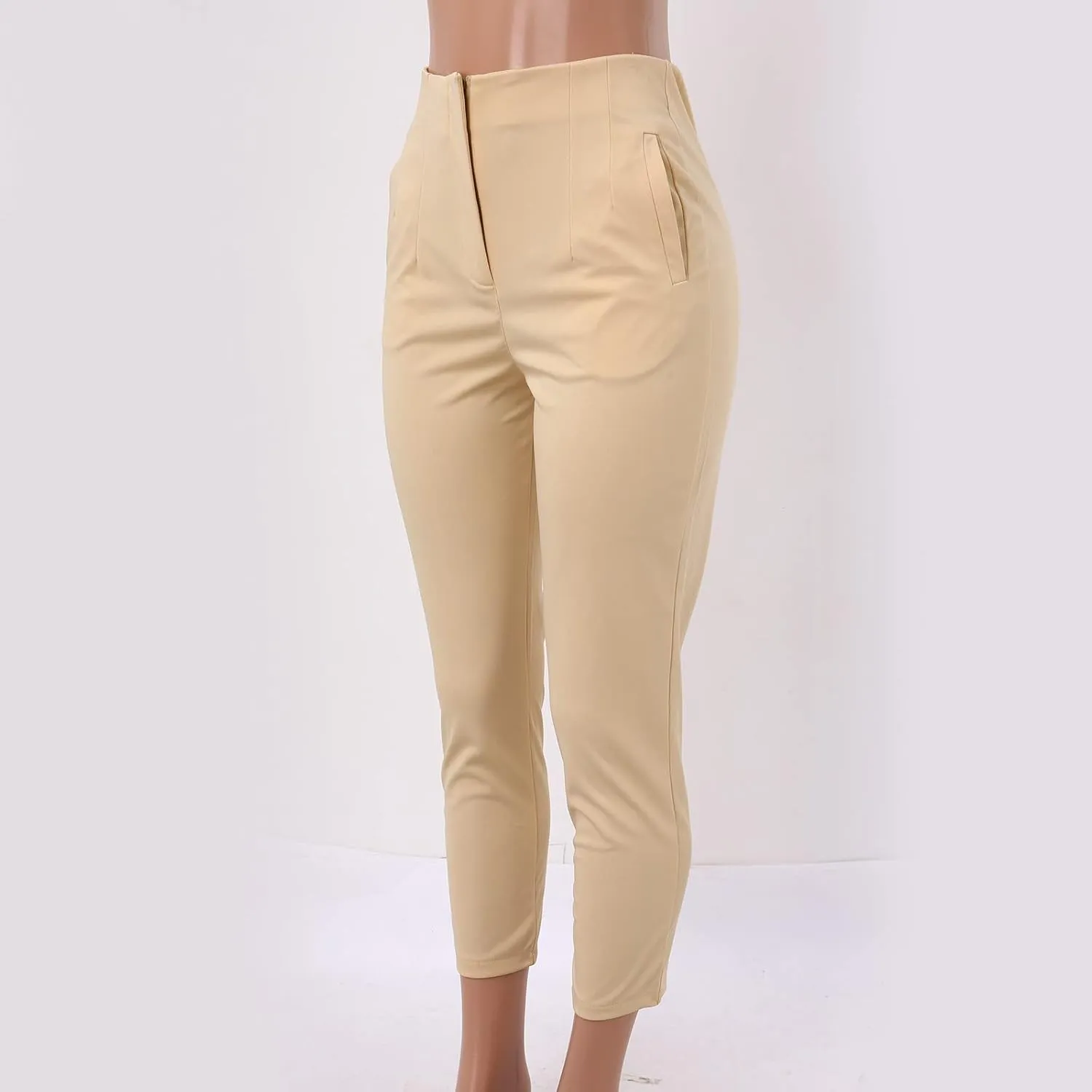 Women High Waist Dress Pants Business Office Zip Slim Skinny Dressy Trousers Solid Comfy Work Pant with Pockets 2024