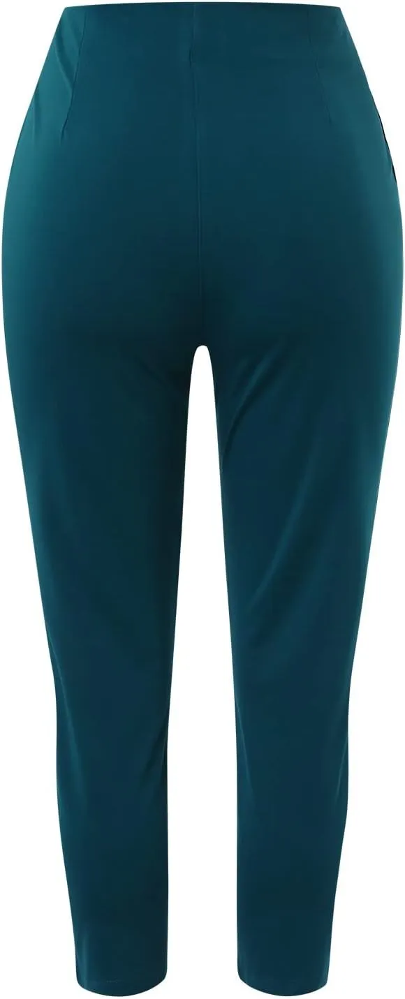 Women High Waist Dress Pants Business Office Zip Slim Skinny Dressy Trousers Solid Comfy Work Pant with Pockets 2024