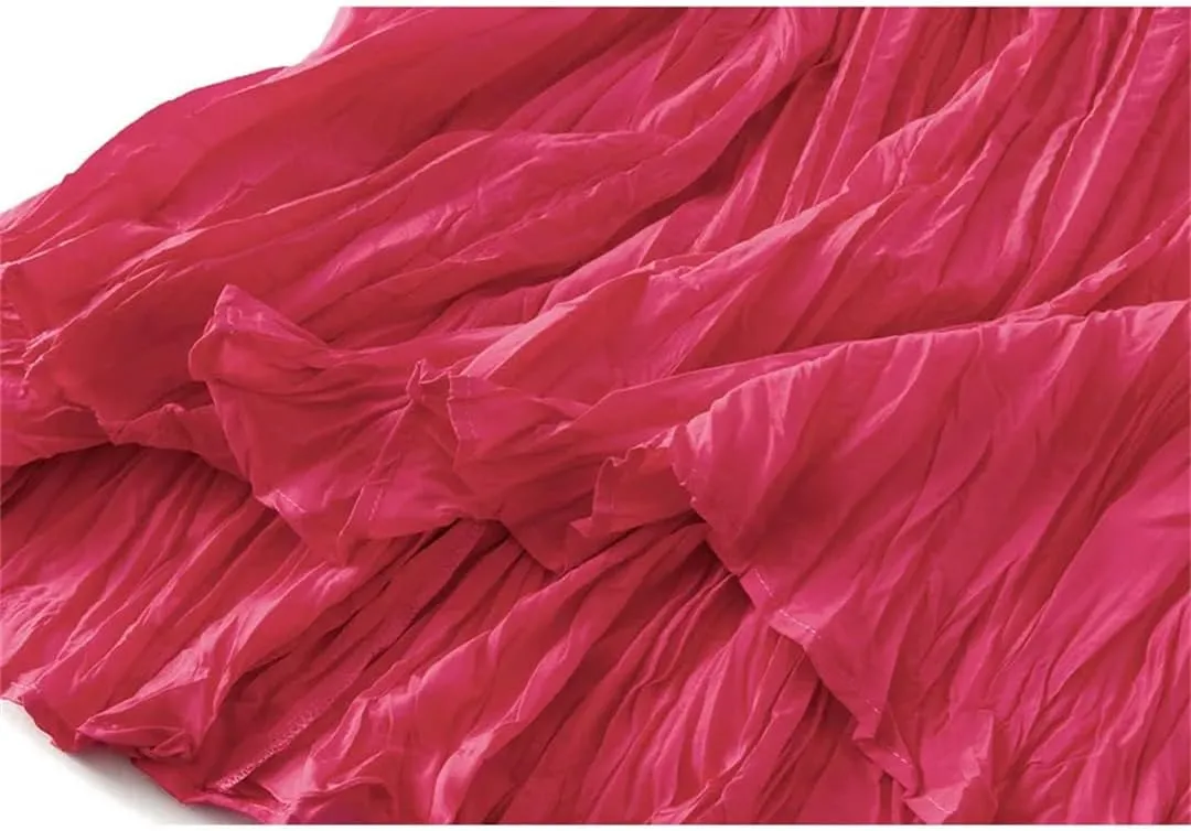 Women High Waist Pleated Skirt Long Maxi Folds Skirt Aesthetic A Line Lady Long Skirts