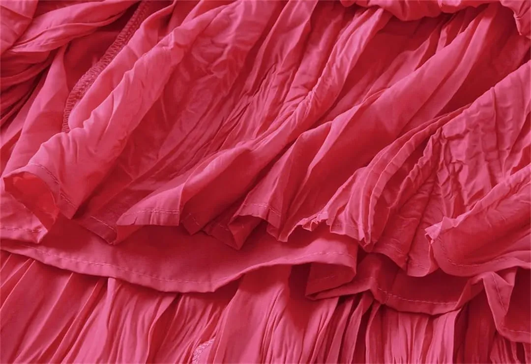 Women High Waist Pleated Skirt Long Maxi Folds Skirt Aesthetic A Line Lady Long Skirts