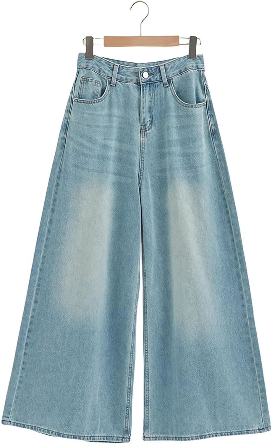 Women High Waisted Wide Leg Jeans Boyfriend Baggy Y2K Denim Pants Loose Palazzo Pants, Women's Trendy Denim Trousers