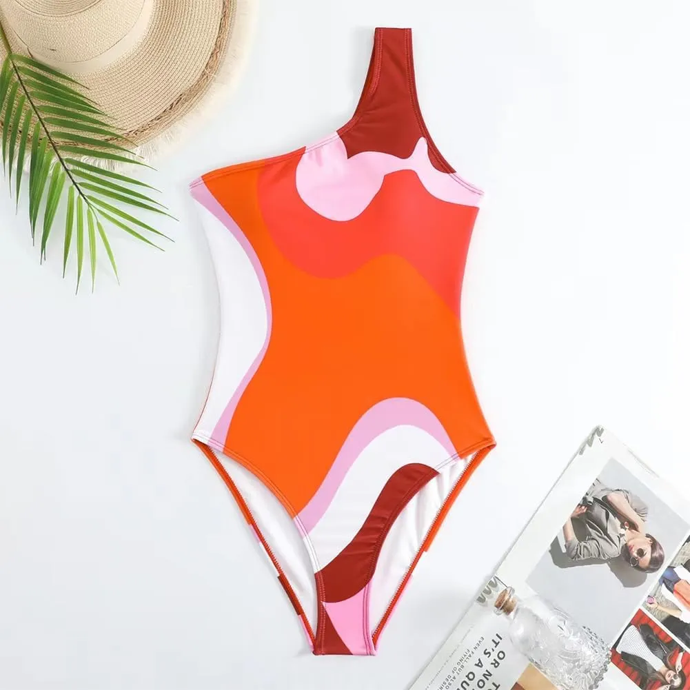 Women One-Piece Swimsuit with Cover up Sarong Wrap Skirt 2PCS Floral Bathing Suits Summer Holiday Beachwear