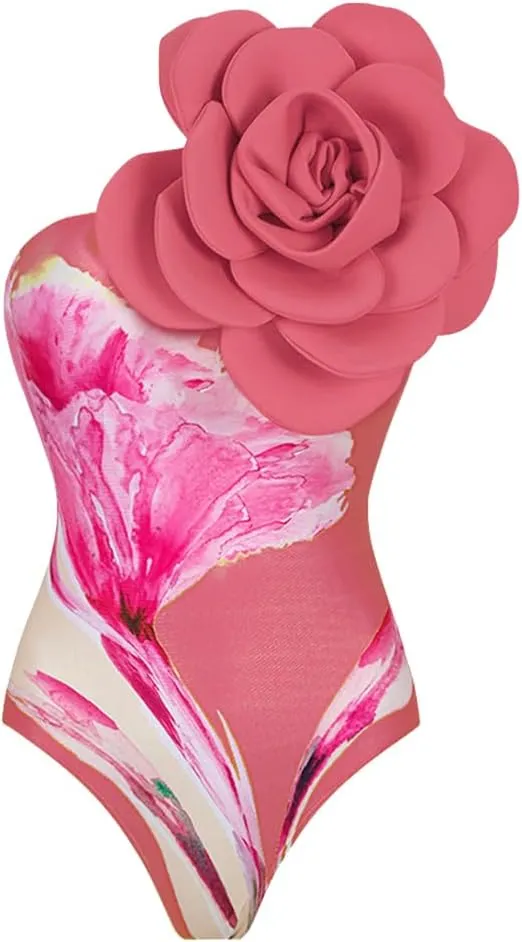 Women One-Piece Swimsuit with Cover up Sarong Wrap Skirt 2PCS Floral Bathing Suits Summer Holiday Beachwear