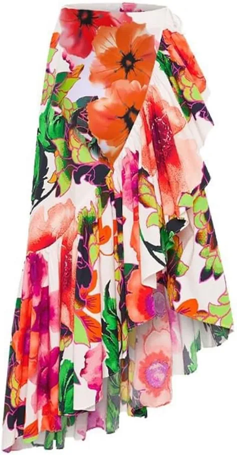 Women One-Piece Swimsuit with Cover up Sarong Wrap Skirt 2PCS Floral Bathing Suits Summer Holiday Beachwear