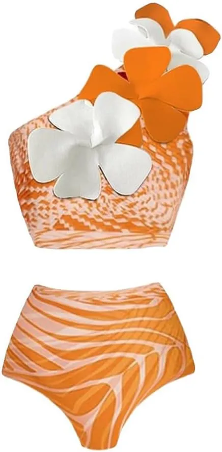 Women One-Piece Swimsuit with Cover up Sarong Wrap Skirt 2PCS Floral Bathing Suits Summer Holiday Beachwear