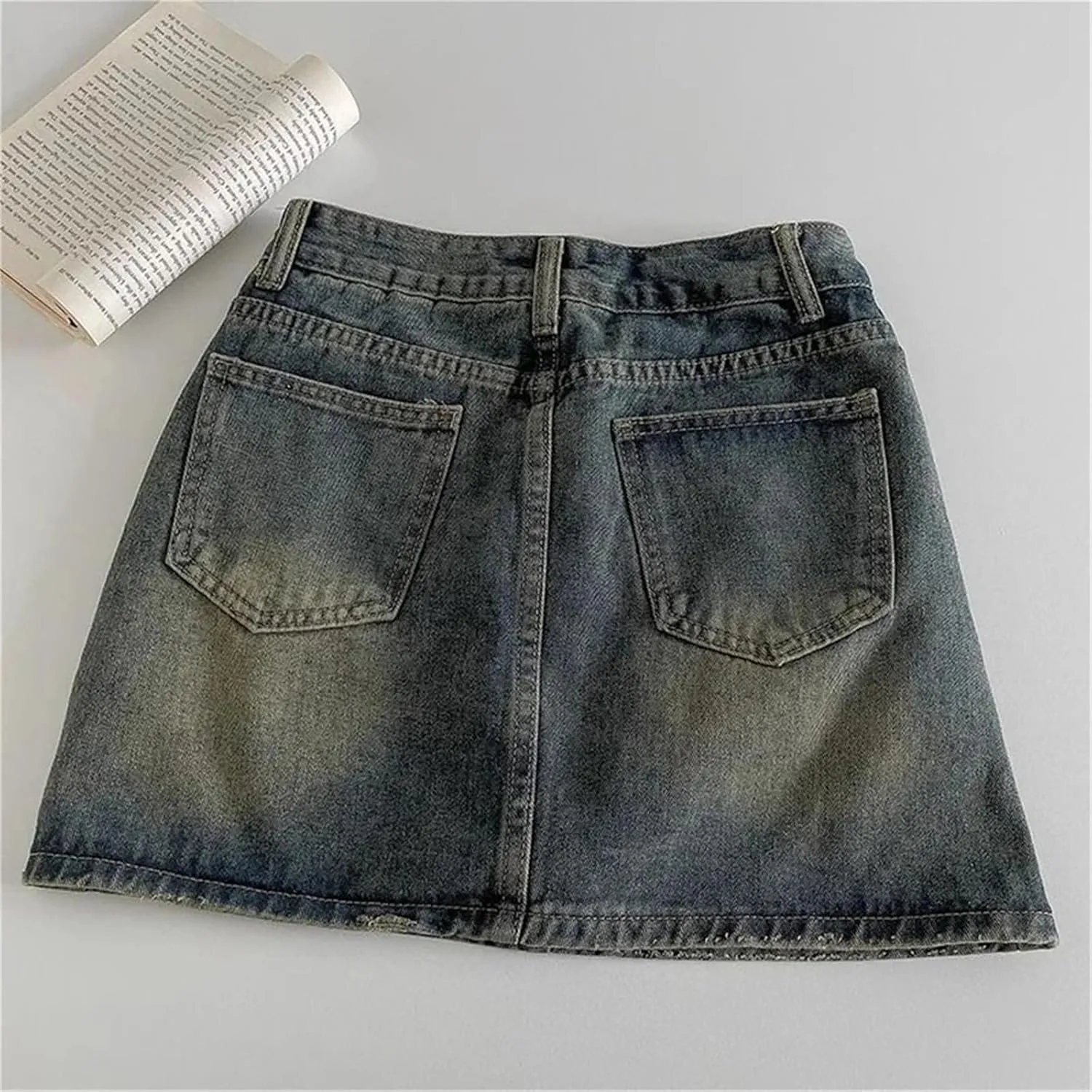 Women Retro High Wiast Denim Short Skirt Fashion Solid Color Sexy Tight A Word Bag Hip Skirts