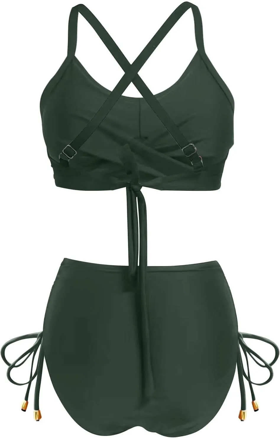 Women Solid Twist Front Two Piece Bikini Swimsuit Beach Wrap Push Up Bikini Set Tummy Control Plus Size Bathing Suit