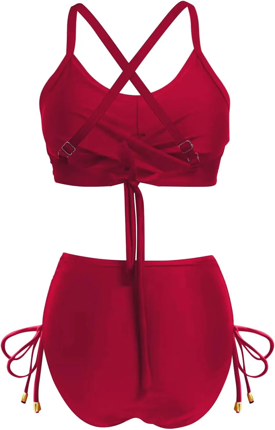 Women Solid Twist Front Two Piece Bikini Swimsuit Beach Wrap Push Up Bikini Set Tummy Control Plus Size Bathing Suit