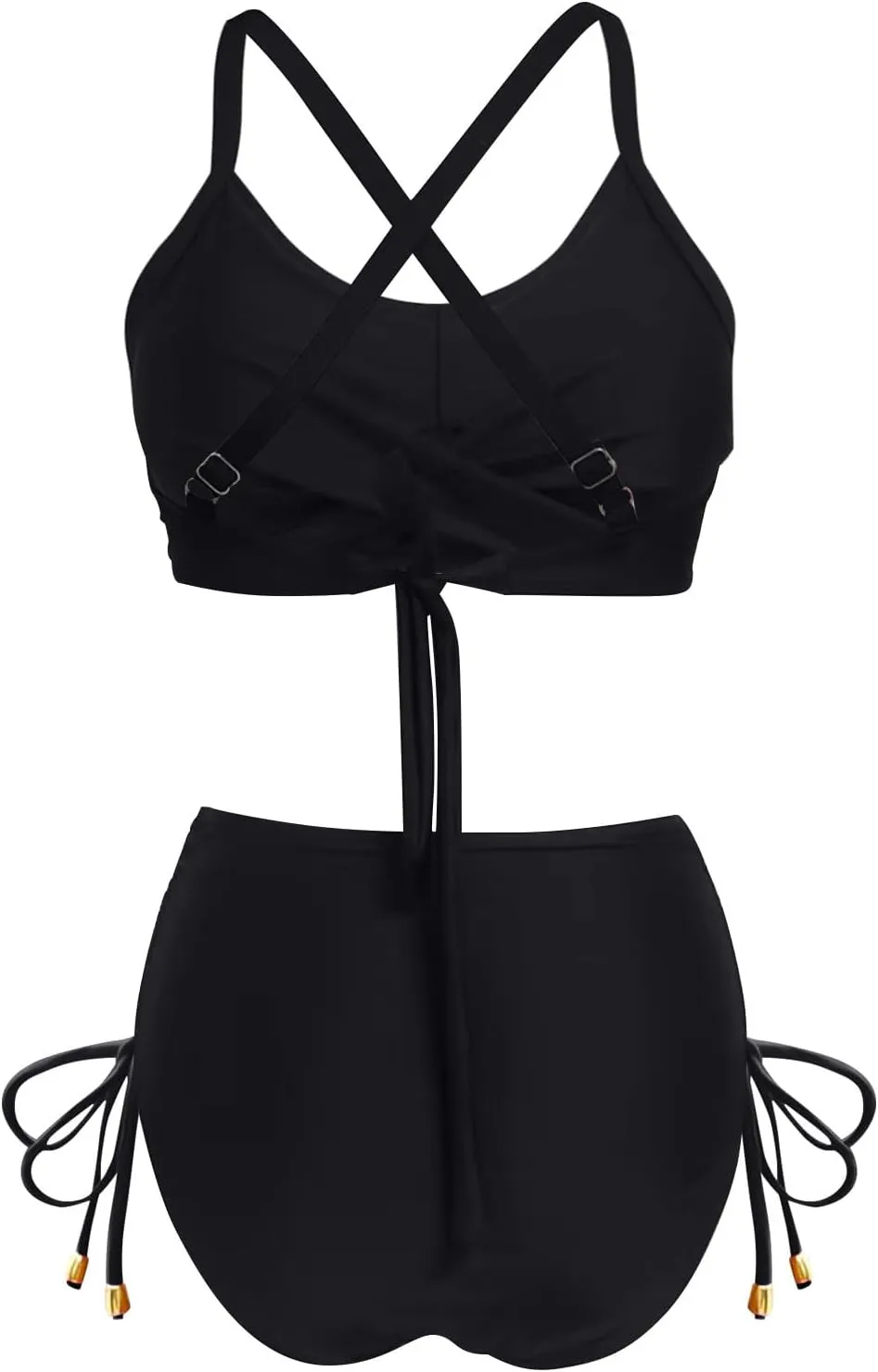Women Solid Twist Front Two Piece Bikini Swimsuit Beach Wrap Push Up Bikini Set Tummy Control Plus Size Bathing Suit