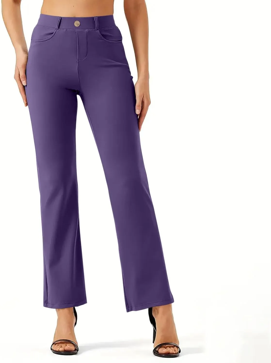 Women Suit Pants Fashion Solid High Waist Dress Trouser Work Office Straight Leg Business Casual Pants with Pocket