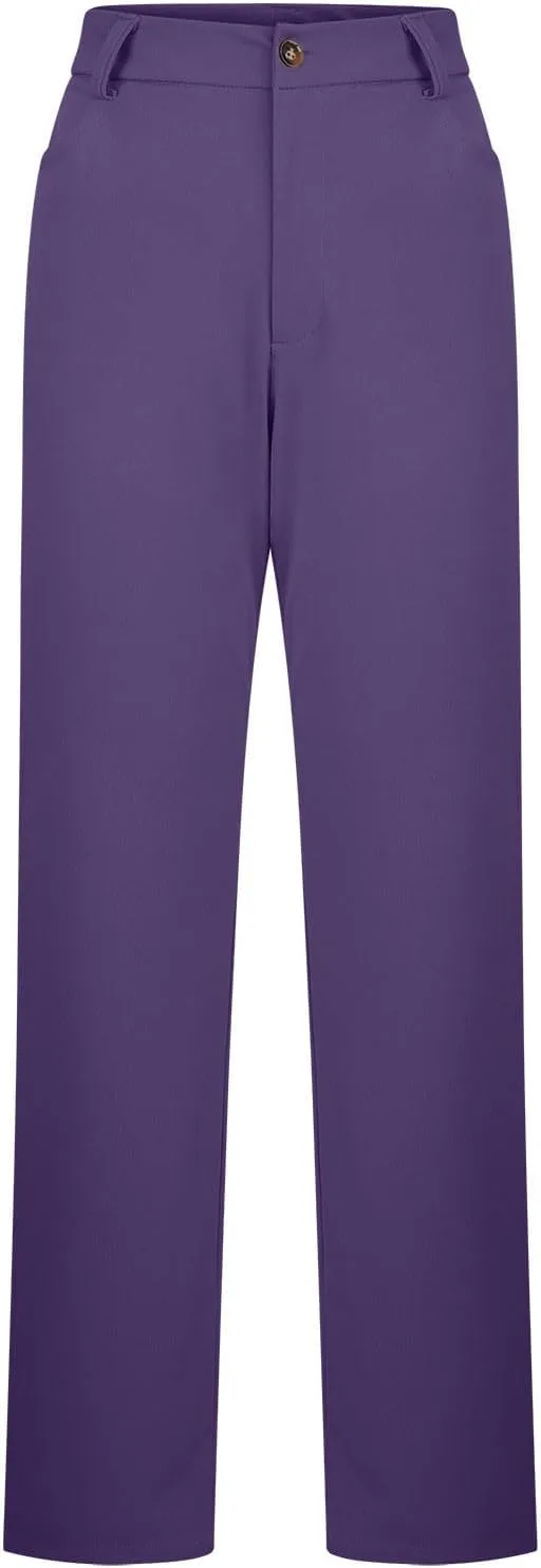 Women Suit Pants Fashion Solid High Waist Dress Trouser Work Office Straight Leg Business Casual Pants with Pocket