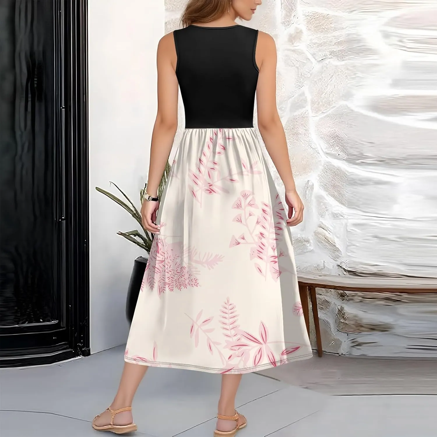 Women Summer Dresses 2025 Casual Sleeveless Beach Vacation Maxi Dresses Cute Floral Long Dress Wedding Guest Dress