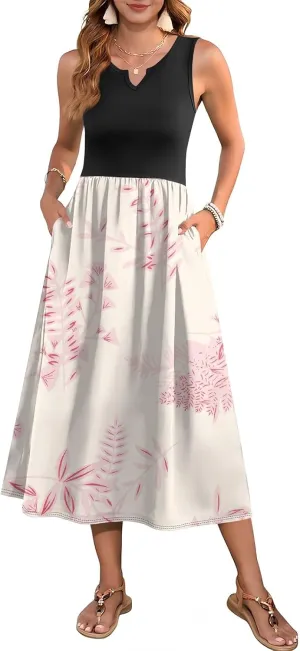 Women Summer Dresses 2025 Casual Sleeveless Beach Vacation Maxi Dresses Cute Floral Long Dress Wedding Guest Dress