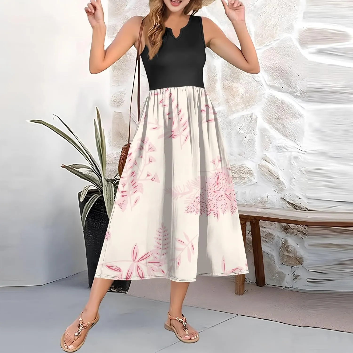 Women Summer Dresses 2025 Casual Sleeveless Beach Vacation Maxi Dresses Cute Floral Long Dress Wedding Guest Dress