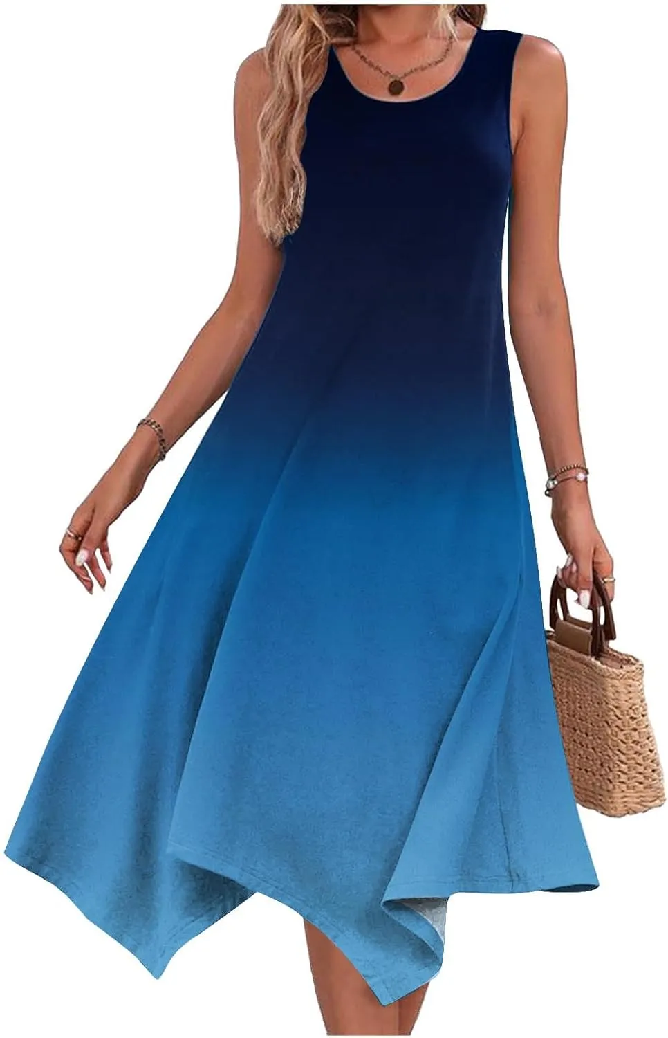 Women Summer Dresses Knee Length Casual Plus Size Graphic Sun Dresses Casual Ladies Beach Vacation Outfits