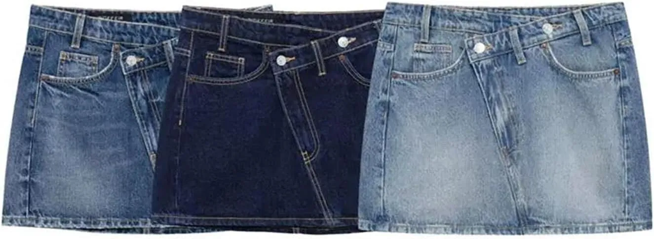 Women Vintage Chic Denim Skirt Fashion High Waist Summer Slim A-LINE Mini Jeans Short Skirt