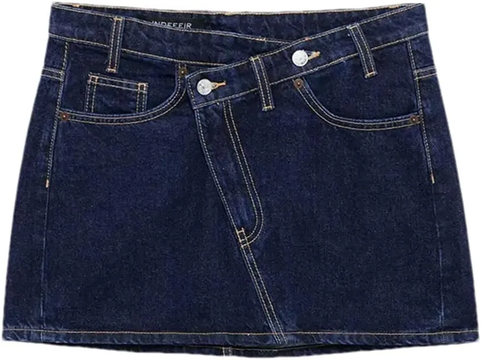 Women Vintage Chic Denim Skirt Fashion High Waist Summer Slim A-LINE Mini Jeans Short Skirt