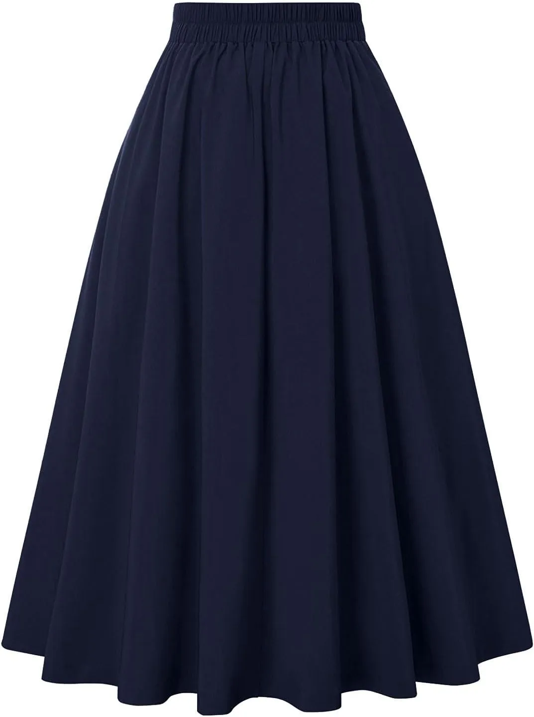 Women Vintage Renaissance Skirts High Waist Pleated Skirt with Pockets Elegant A-Line Maxi Solid Long