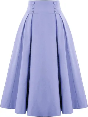 Women Vintage Renaissance Skirts High Waist Pleated Skirt with Pockets Elegant A-Line Maxi Solid Long