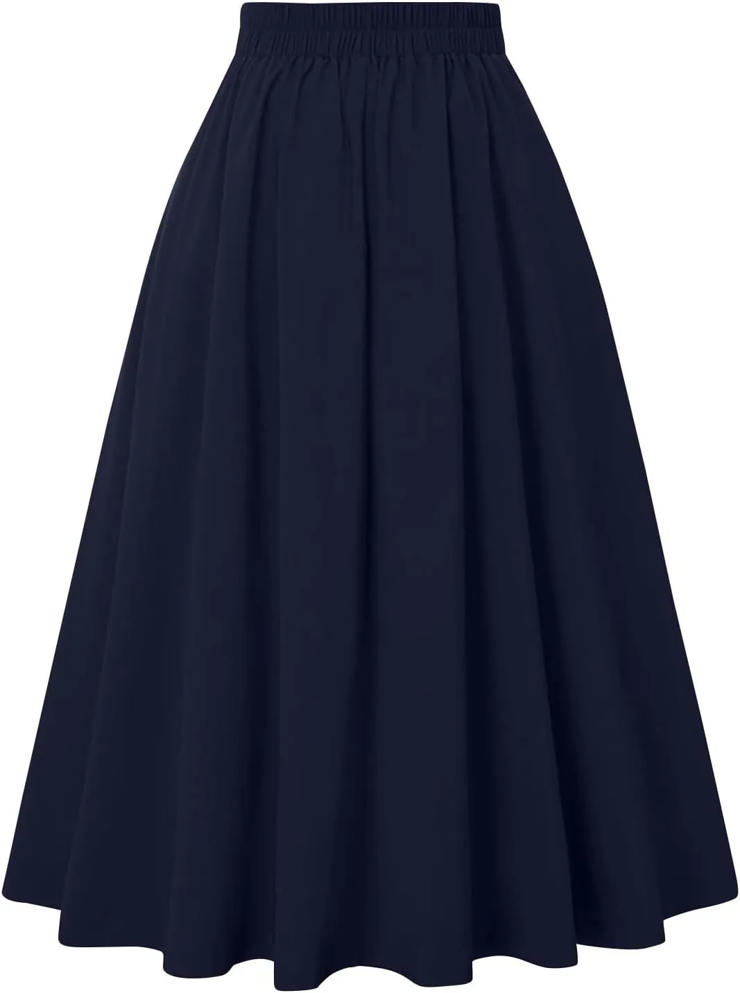 Women Vintage Skirt High Waist Pleated Skirt Midi A-Line Skirt Elegant Flowy Button Details Casual Formal Skirt