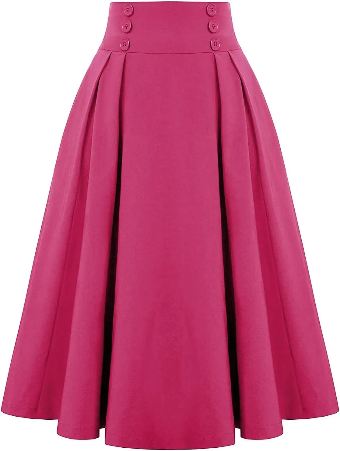 Women Vintage Skirt High Waist Pleated Skirt Midi A-Line Skirts 2025 Fashion Flared Long Skirts Daily Wear