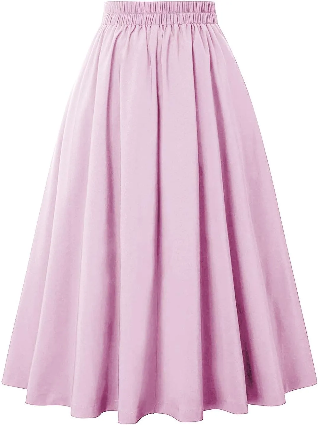 Women Vintage Skirt High Waist Pleated Skirt Midi A-Line Skirts 2025 Fashion Flared Long Skirts Daily Wear
