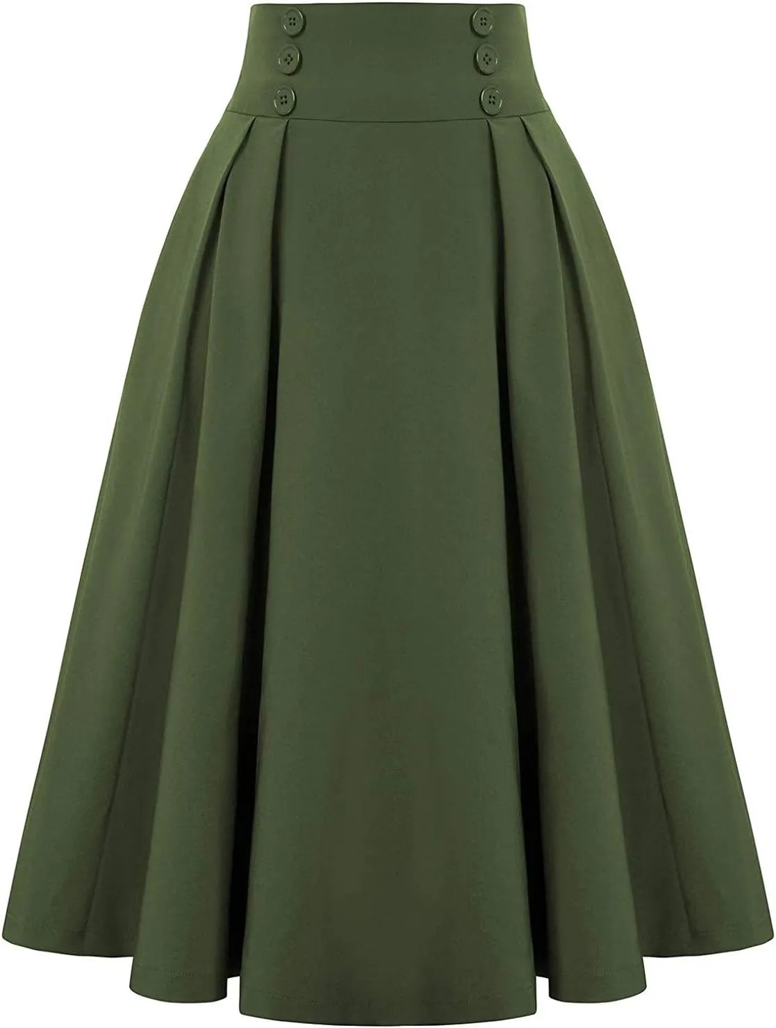 Women Vintage Skirt High Waist Pleated Skirt Midi A-Line Skirts 2025 Fashion Flared Long Skirts Daily Wear