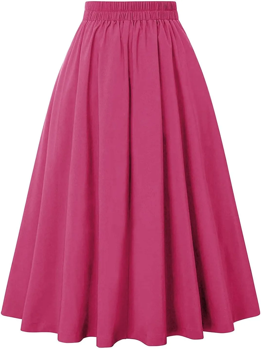 Women Vintage Skirt High Waist Pleated Skirt Midi A-Line Skirts 2025 Fashion Flared Long Skirts Daily Wear