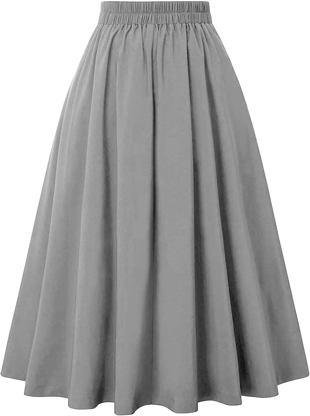 Women Vintage Skirt High Waist Pleated Skirt Midi A-Line Skirts 2025 Fashion Flared Long Skirts Daily Wear