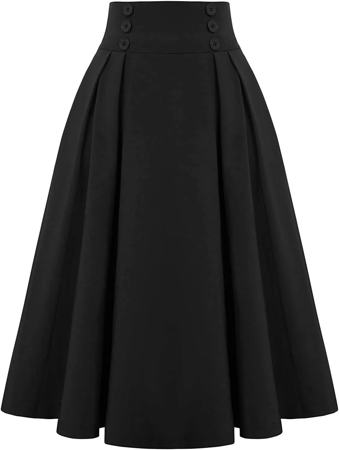 Women Vintage Skirt High Waist Pleated Skirt Midi A-Line Skirts 2025 Fashion Flared Long Skirts Daily Wear