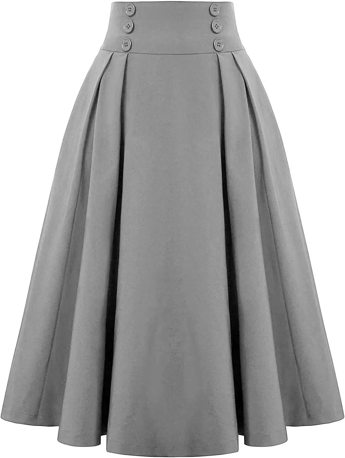 Women Vintage Skirt High Waist Pleated Skirt Midi A-Line Skirts 2025 Fashion Flared Long Skirts Daily Wear