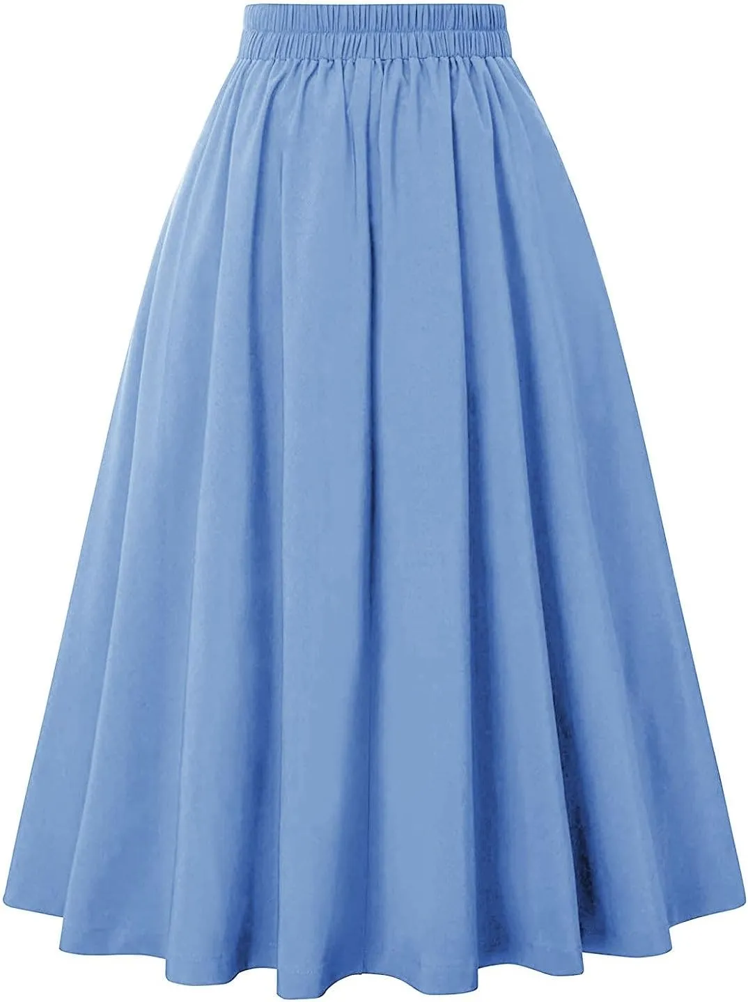 Women Vintage Skirt High Waist Pleated Skirt Midi A-Line Skirts 2025 Fashion Flared Long Skirts Daily Wear
