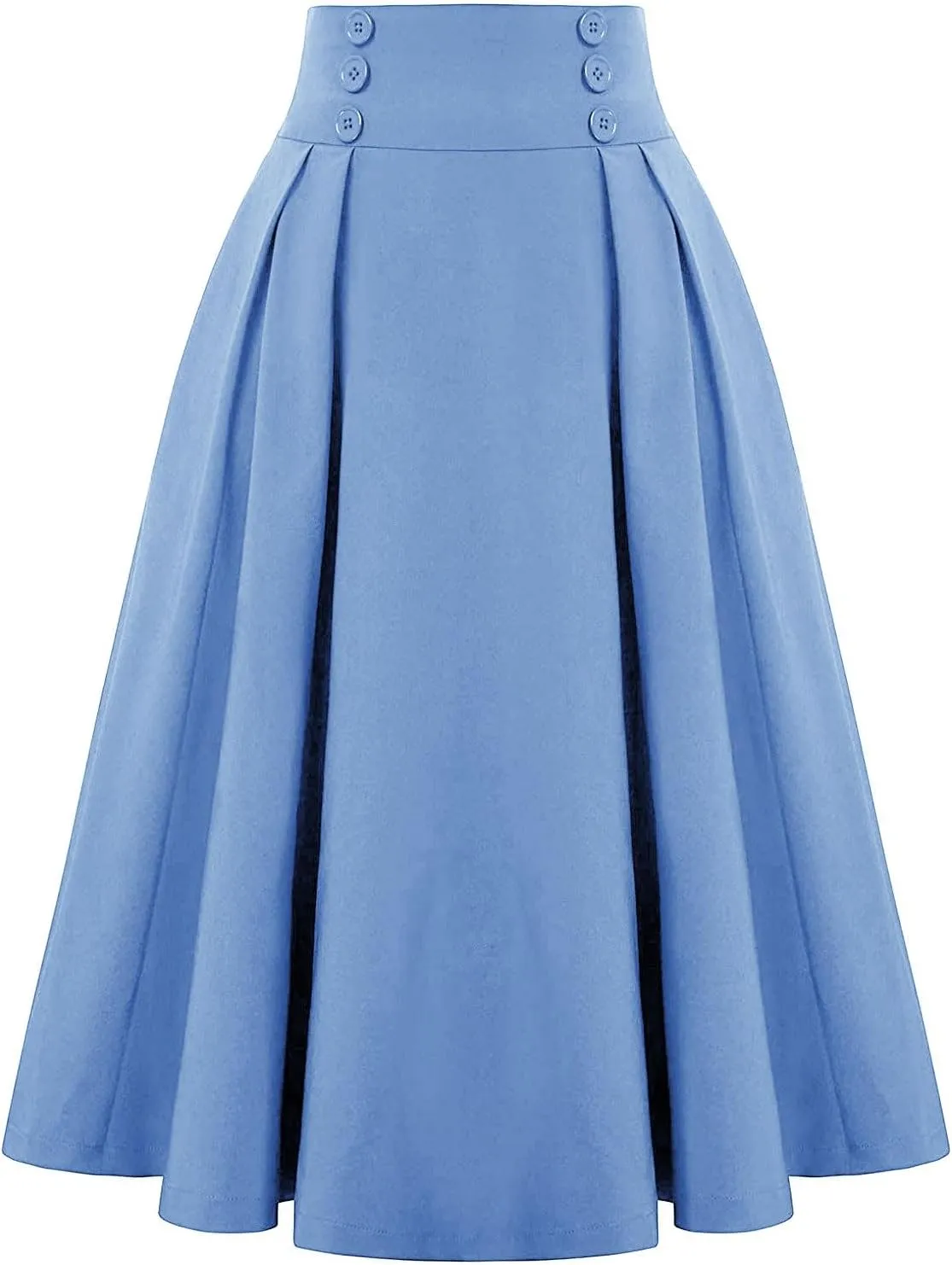 Women Vintage Skirt High Waist Pleated Skirt Midi A-Line Skirts 2025 Fashion Flared Long Skirts Daily Wear
