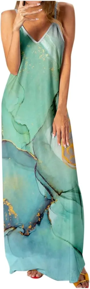 Womens Boho Dresses Casual Exotic Boho Halter Neck Empire Waist Dress 2025 Summer Casual Loose Swing Midi Dresses