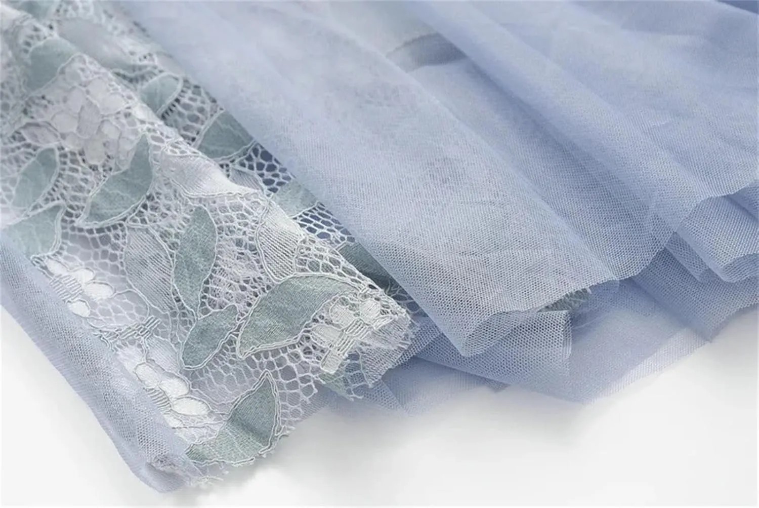 Women's Bow Tie Lace Mesh Midi Long Skirts Summer High Waist Pleated Skirt