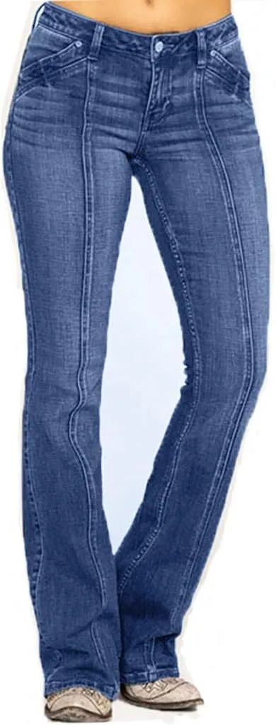 Women's Classic High Women's Baggy Barrel Jeans Casual Mid Leopard Printed Wide Leg Denim Tapered Jean Plus
