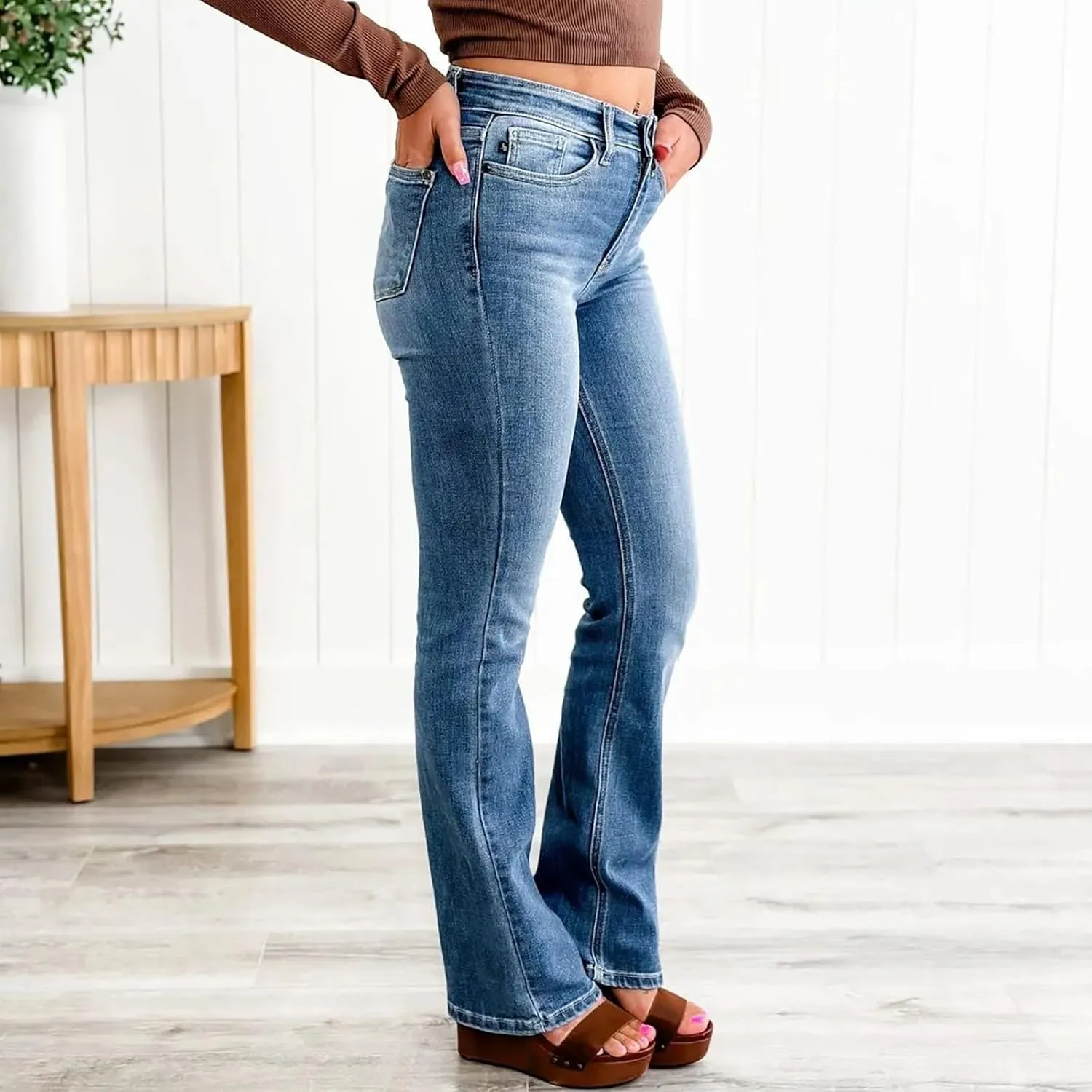 Women's Classic High Women's Baggy Barrel Jeans Casual Mid Leopard Printed Wide Leg Denim Tapered Jean Plus