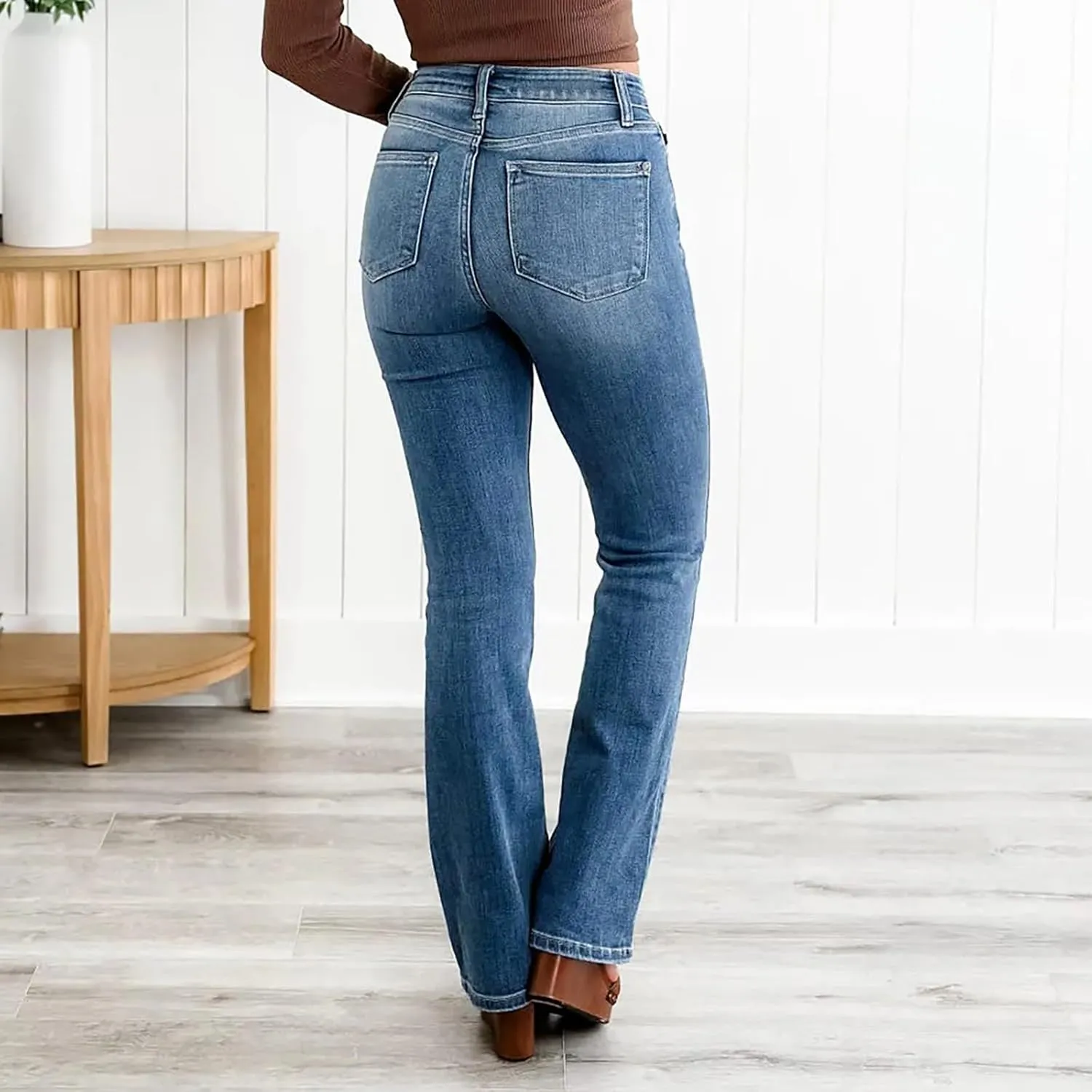Women's Classic High Women's Baggy Barrel Jeans Casual Mid Leopard Printed Wide Leg Denim Tapered Jean Plus