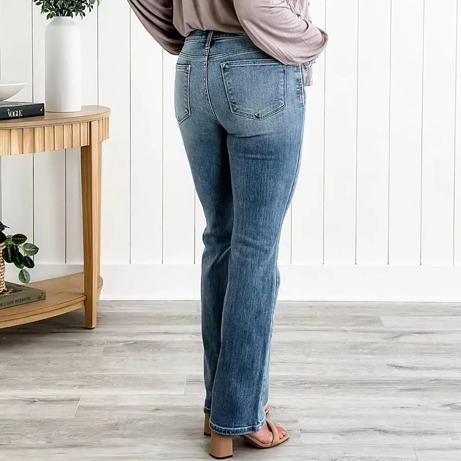 Women's Classic High Women's Baggy Barrel Jeans Casual Mid Leopard Printed Wide Leg Denim Tapered Jean Plus